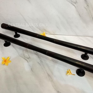 Pair of Long Black Brass Door Handles – Classic Gate Hardware (35.43")(TARRIF PAID)