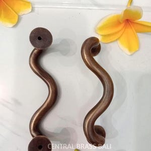 Set of 4 pcs Vintage Wiggle Brass Cabinet Handles, Drawer Pulls(TARRIF PAID)