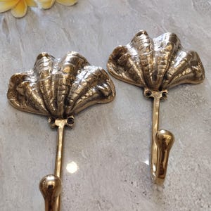 set of 3pcs Brass Scallop Shell Coat Hook Set, Beach Decor, 6.29"inch