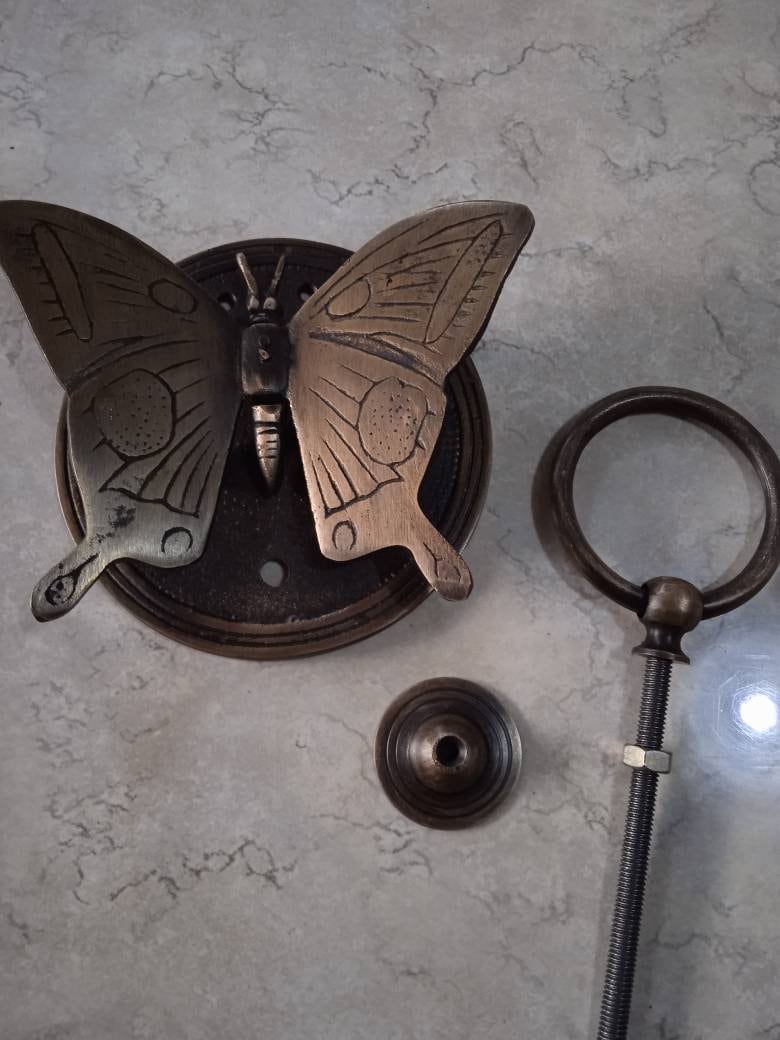 Set of 2 pcs, Vintage Brass Butterfly Door Knocker, Home Decor(TARRIF PAID)