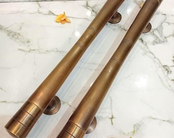 Set of 2 Vintage Plain Brass Door Handles 60cm | Antique Solid Brass Entry Door Pulls | Front Door Handle | Main Entrance Pull
