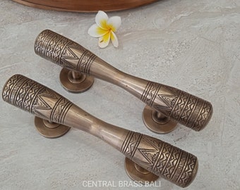 2x pcs 20 cm Vintage Egypt Carved Solid Brass Classic Victorian Door Handle Pull Cabinet Drawer Dresser Handle Pulls | Antique Handle