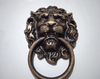 Poignée De Porte Levier En Laiton - Motif Tête De Lion, Pièce Rare Unique