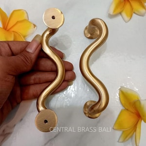 Set of 4 Wiggle Brass Cabinet Handles, 11 cm Wavy Drawer Pulls,(TARRIF PAID)