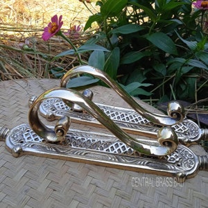 11.40" Classic door handle pair antique, French door pulls, front door handle, Door handle pull, door handle set, main entry tool door decor