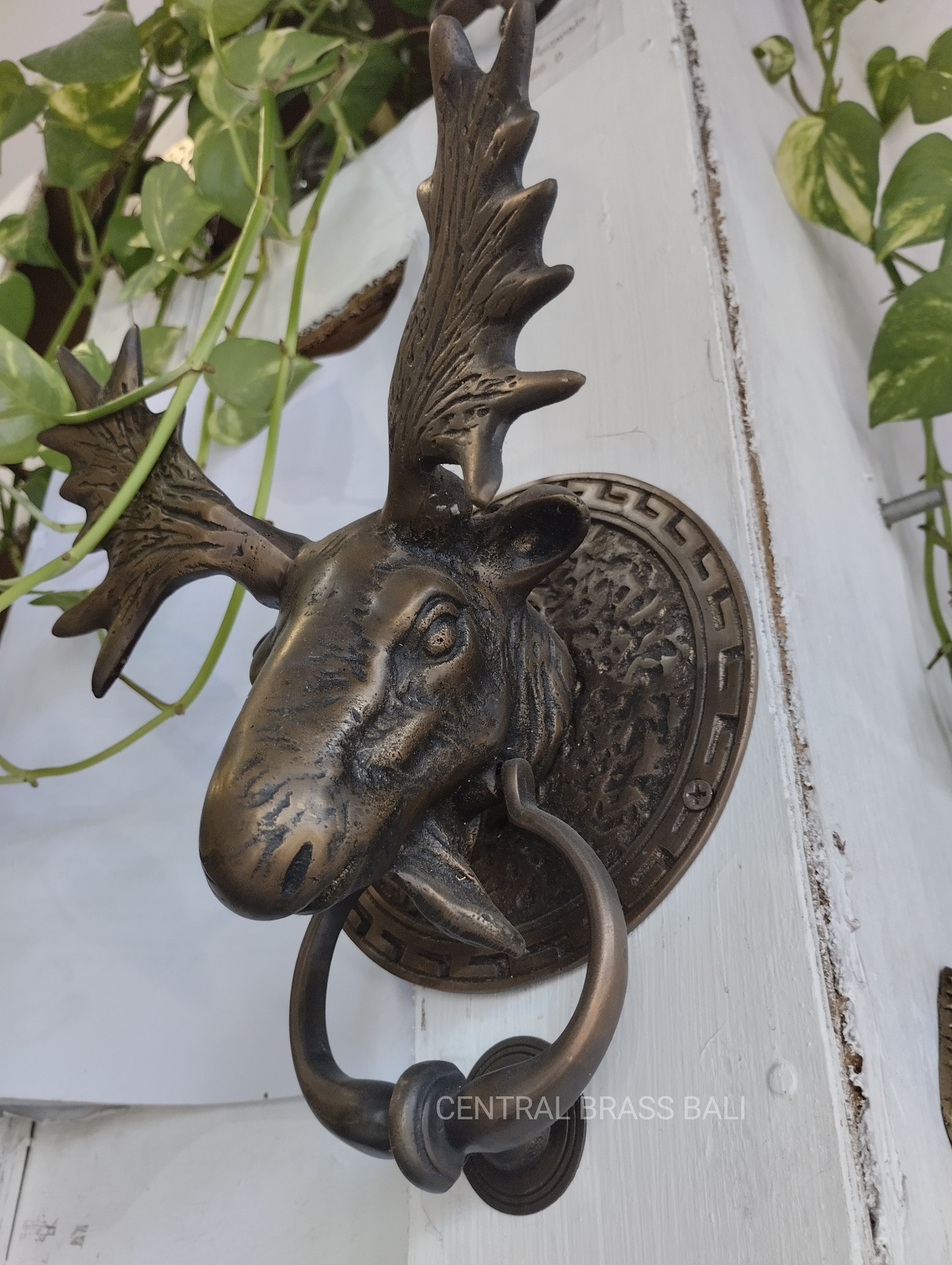Large Brass Moose Head Door Knocker | Vintage Rustic Cabin Decor(Tarrif Paid