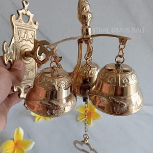 Polished Brass  Solid Brass 3 Bell Shopkeeper&#39;s Door Chime | Unique Antique Solid Brass Door Bell | traditional brass bell House | Door Bell