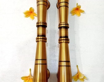 Vintage Bamboo Style Brass Door Handle Pair 17 Inch | Solid Brass Gold Entry Door Pull | Luxury Front Door Handles | Antique Bamboo Pull