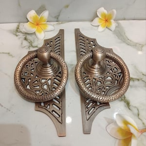 Set of 2pcs Vintage Brass Pull Ring Handles | Balinese Furniture Hardware |