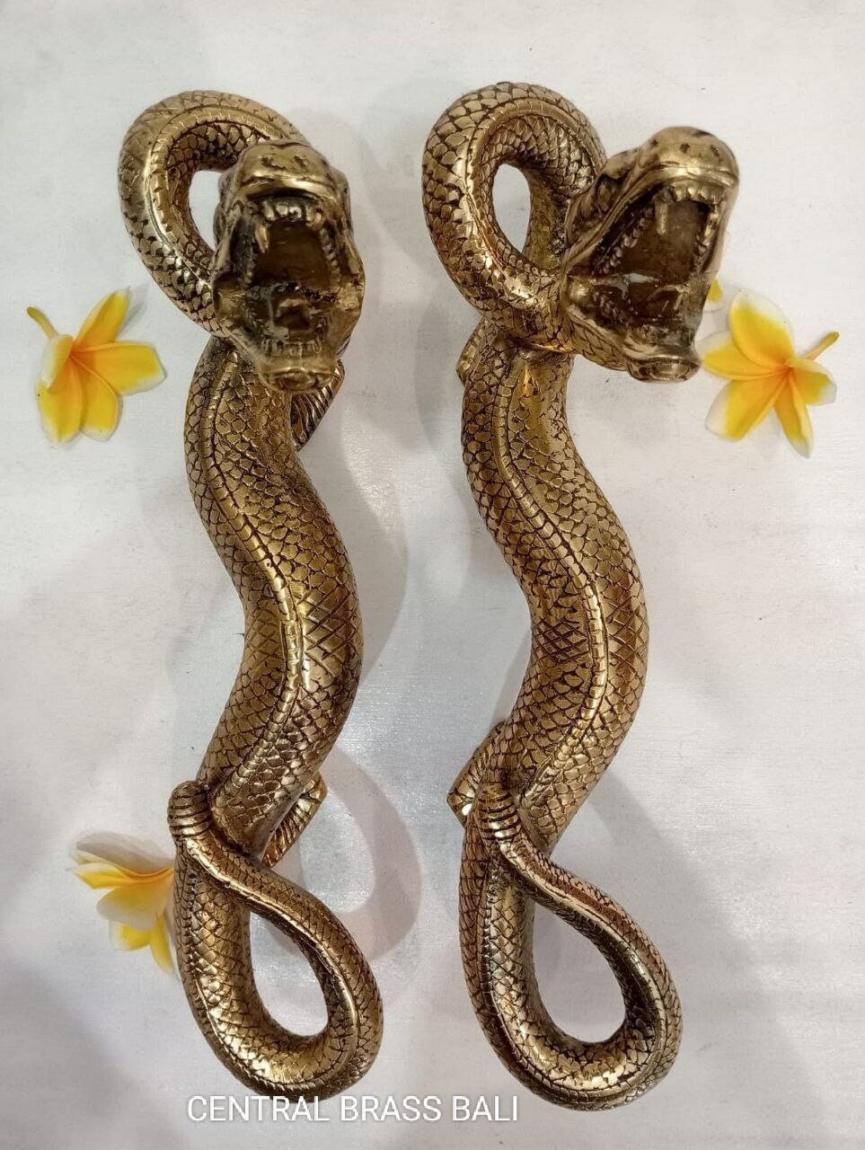 Poignée De Porte En Laiton Doré – Forme Serpent – Fait Main – Inde – GK441