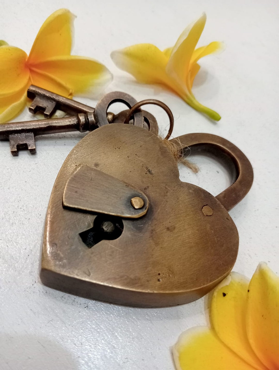 Antique Brass Heart Love Padlock Set | Vintage Working Lock With Key - Etsy