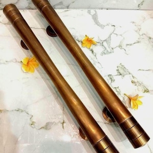 Antique Brass Door Handle 60cm | Solid Brass Entry Door Pull | Modern Main Entrance Handle | Luxury Front Door Hardware | Set of 2