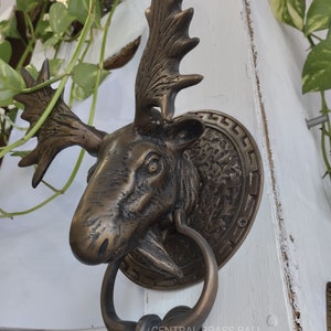 Cast Iron Moose/Elk Head&Antlers Door Knocker Rustic House&Home Front