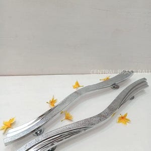 2pcs Silver Wavy Door Handle, Modern Entry Door Pull, Unique Sculptural Door Hardware, Contemporary Main Door Handle, Statement Door Pull
