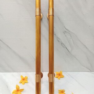 Pair of Solid Brass Door Handles | Modern Gold Entry Pulls | Minimalist Front Door Hardware for Double Doors 60cm