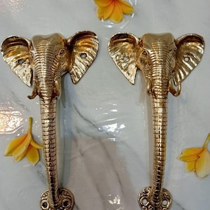 Manijas de puerta de elefante, doradas pulidas, decoración para puerta de entrada (juego de 2) (precio pagado)