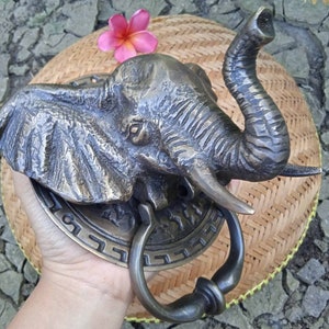 1x Elephant Head Brass Door Knocker| Vintage Antique African ELEPHANT Head Brass | Front Door Knocker | Unique Home decoration door knocker|