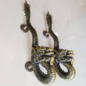 18.89&quot; inches Set 2 pcs Vintage Dragon Brass Door Handle | Dragon Brass Door Pull | Brass door handle