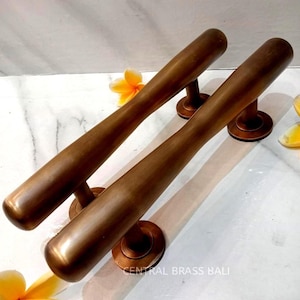 Set of 2 Solid Brass Door Pulls, 30cm Vintage Antique Finish Handles, Classic Entry Door Hardware for Cabinets & Gates (TARRIF PAID)