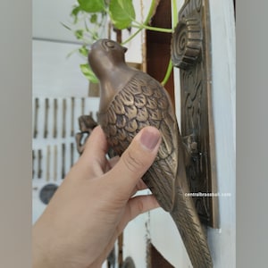 Vintage Solid Brass Detailed Woodpecker Door Knocker Bird Door Wreaths & Door Hangers Decor