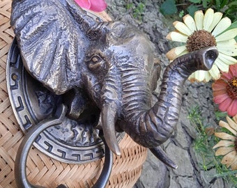 Vintage Solid Brass Elephant Head Door Knocker | African Decor(TARRIF PAID)