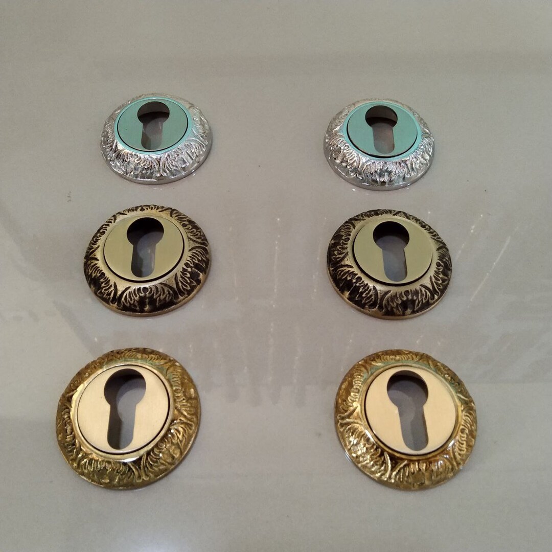 Set of 2 Brass Old Retro Keyhole Lock Plate Cover Etsy