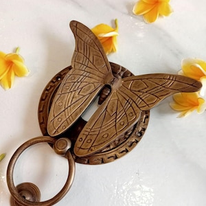 7&quot; LARGE butterfly door knocker VINTAGE BUTTERFLY Door Knocker Detailed antique Solid Brass