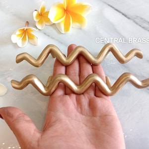 set of 4pcs Wiggle Brass Cabinet Handles, Wavy Drawer Pulls, 16cm(TARRIF PAID)