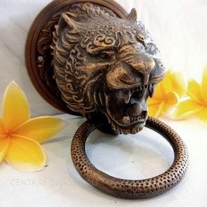 1x Tiger Brass Door knocker | Vintage ntique door Knocker | Home decoration for front door | accent and door accessories