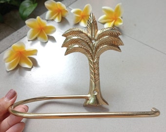 1x Palm Bathroom Decor, Loo Roll Holder, Vintage Solid Brass Toilet Tissue paper Holder, Hand Towel Holder Hanger Brass Bathroom