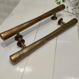 Puxador de porta longo e liso em latão antigo, puxador de porta de entrada principal em latão maciço, puxador grande para porta de entrada principal, ferragens de porta minimalistas de luxo