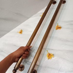 Juego de 2 tiradores de puerta de latón vintage, 70 cm de largo (ARANCEL PAGADO)
