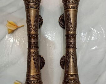 Handmade Solid Brass Rectangle Door Handles, Unique Entry Door Pulls, Modern Vintage Hardware
