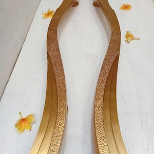 Large Brass Wavy Door Handle Set, Gold Finish, 39.37"(TARRIF PAID)