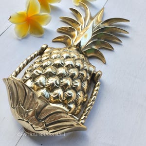 Pineapple Door Knocker, Solid Brass Antique Gold Front Door Hardware, Tropical Vintage Entry Decor, 10 Inch