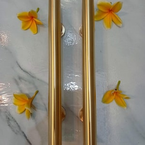 2x 30 cm brass Brussed Elegant PLAIN handle, Entry Door Handle Pull Hollow Brass | Brass door pull | Brass door handle, Door Handle, D pull