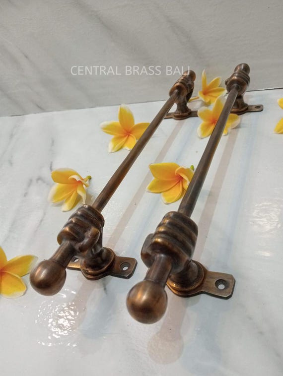 Vintage Solid Brass Door Handle Pulls | 15" Elegant Pair