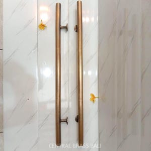 2x pcs  Vintage Brass Door Handles – 35.43" Plain Gold Door Pulls (TARRIF PAID)