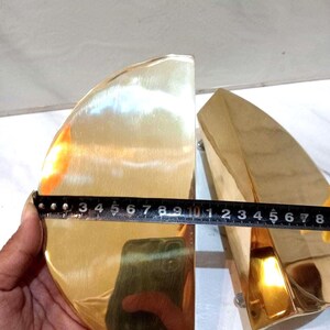 Very Solid Brass Half Round Door Handle Pair, Gold, 7.87"(TARRIF PAID)