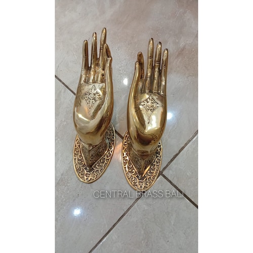 Buddha Hand Brass Door Handles | Gyan Mudra Lotus, Set of 2(TARRIF PAID)
