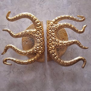 Octopus Brass Door Pull Handle | Nautical Kraken Door Handle | Coastal Entry Door Pull | Ocean Inspired Marine Hardware