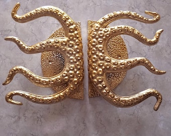 Octopus Brass Door Pull Handle | Nautical Kraken Door Handle | Coastal Entry Door Pull | Ocean Inspired Marine Hardware