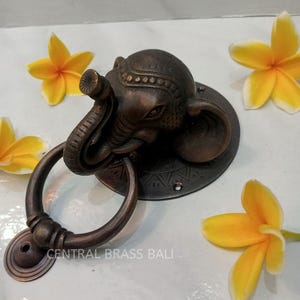 1x pcs Thai Elephant Head Door Knocker, Gift Idea, Elephant door knocker, Brass door knocker antique, Vintage Elephant door banger
