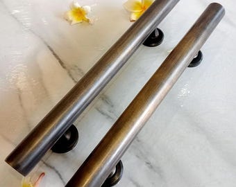 アンティーク真鍮製ドアハンドル 30cm | 玄関ドア、エントランスドア、ゲート用の真鍮製無地プルハンドル