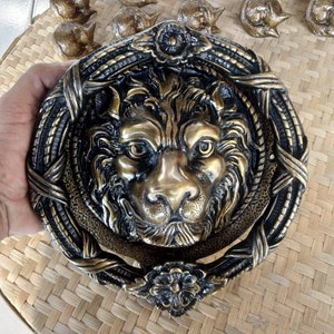 Large Lion Head Door Knocker Solid Brass Retro Vintage Door Knocker | Decorative Door knocker for front Door| Express Shipping