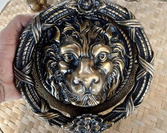 Large Lion Head Door Knocker Solid Brass Retro Vintage Door Knocker | Decorative Door knocker for front Door| Express Shipping