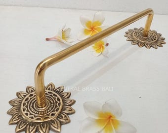 Floral Brass Kitchen Towel Rail – 2PCS 30cm Hand Towel & Napkin Holder