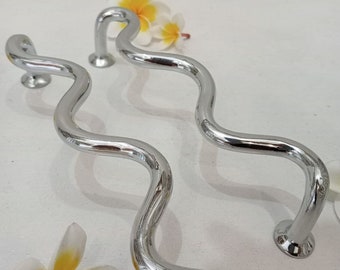 Tirador ondulado de latón para gabinete, cromo plateado, tirador de cajón (4 piezas) (precio pagado)