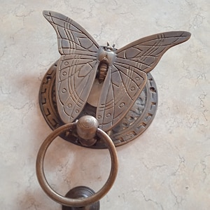 7&quot; LARGE butterfly door knocker VINTAGE BUTTERFLY Door Knocker Detailed antique Solid Brass