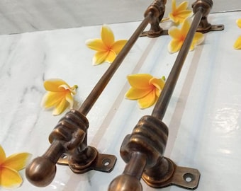 Poignées de porte vintage en laiton massif | Paire élégante de 15 po.